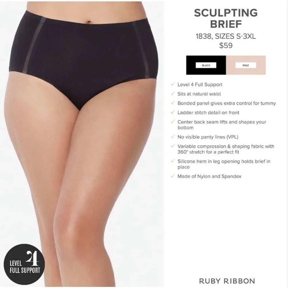 Ruby Ribbon Sculpting Brief Black New Size XL